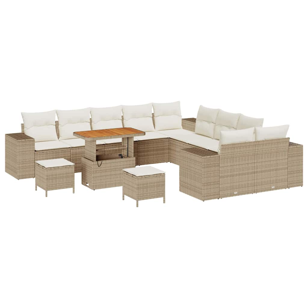Trädgårdsoffset 13 pcs Beige och gräddfärgad konstrotting
