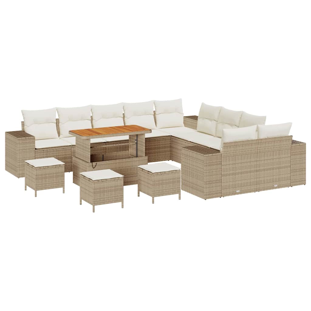 Trädgårdsoffset 14 pcs Beige och gräddfärgad konstrotting