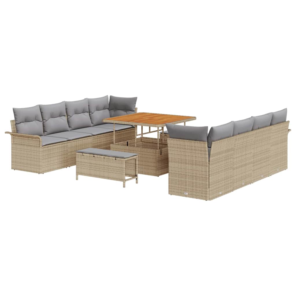 Trädgårdsoffset med kudde Beige och Ljusgrå 100 x 100 x 71 cm