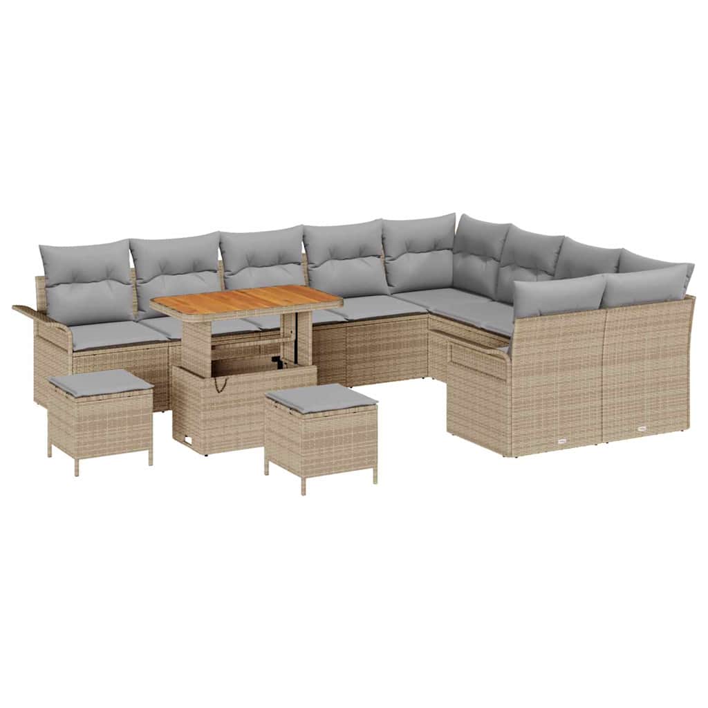 Trädgårdsoffset med kudde med lagring 12 pcs Beige och Ljusgrå