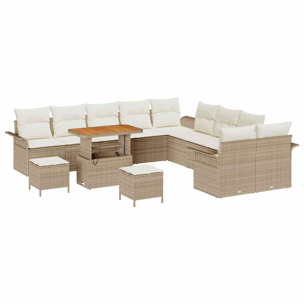 Trädgårdsoffset med kudde 13 pcs Beige och gräddfärgad