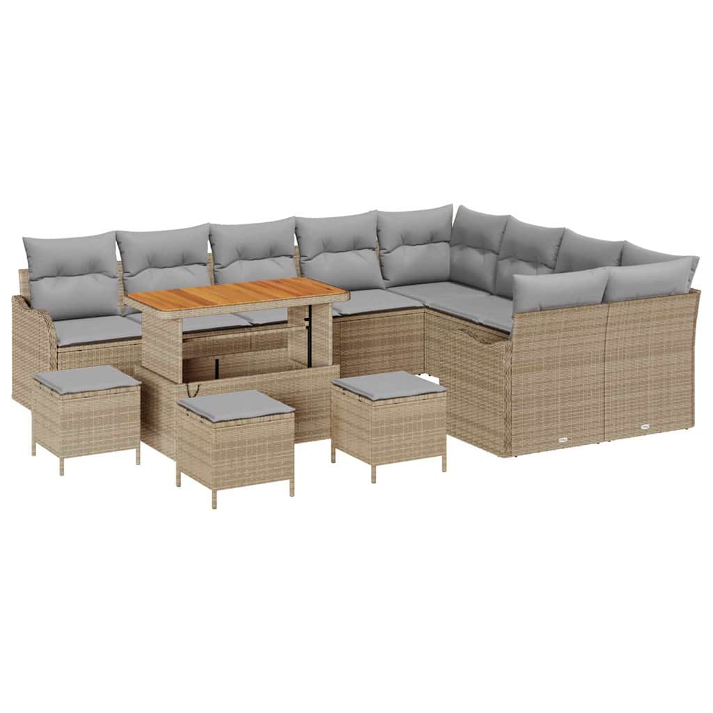 Trädgårdsoffset med kudde med lagring 13 pcs Beige och Ljusgrå