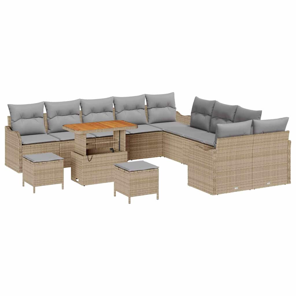 Trädgårdsoffset med kudde med lagring 13 pcs Beige och Ljusgrå