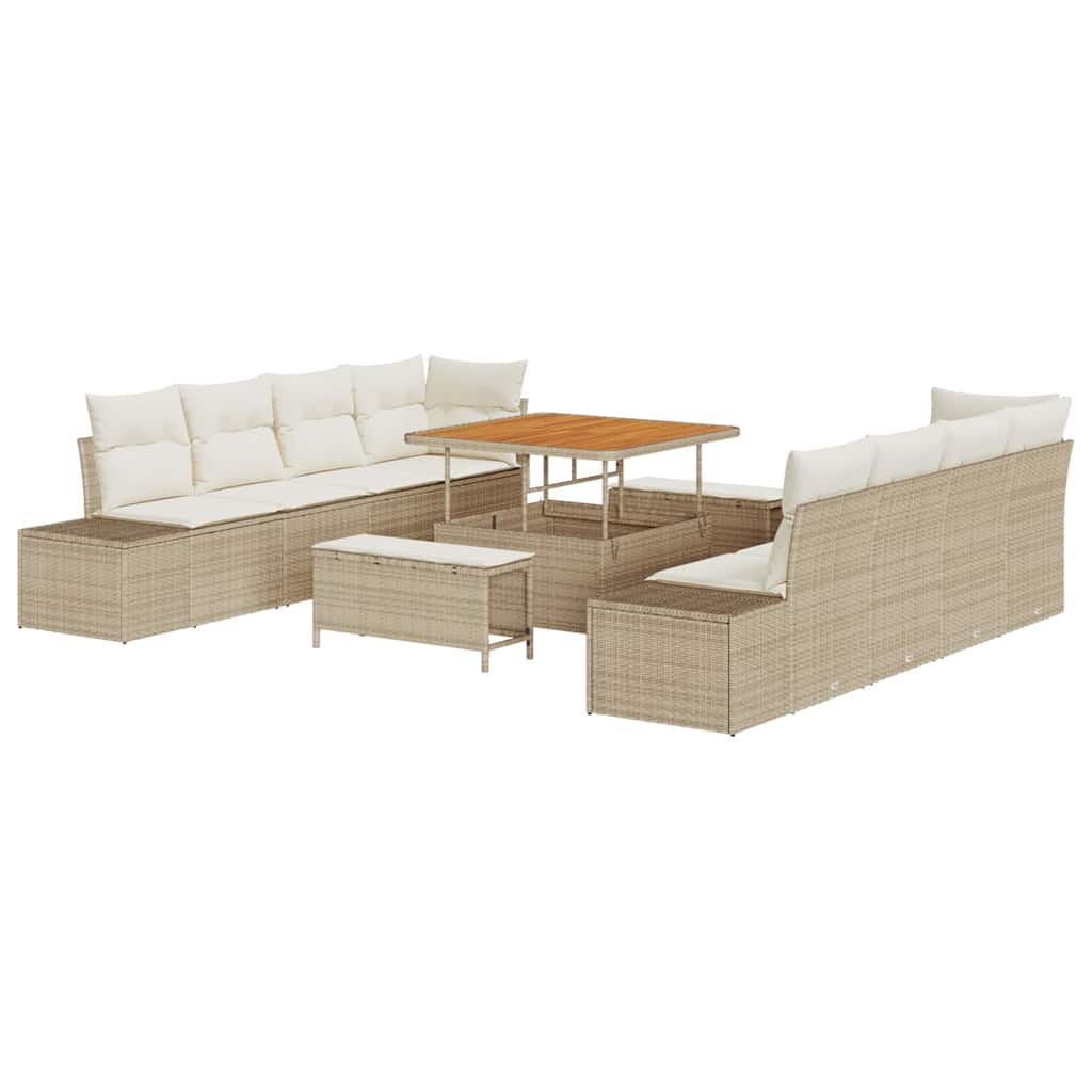 Trädgårdsoffset med kudde Beige 100 x 100 x 71 cm Poly rattan