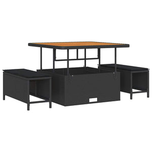 Trädgårdsoffset med kudde med lagring 12 pcs Svart och kräm