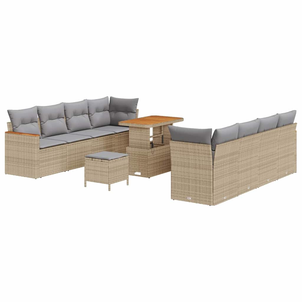 Trädgårdsoffset med kudde 12 pcs Beige konstrotting