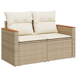 Trädgårdsoffset med kudde 8 pcs Beige Poly rattan