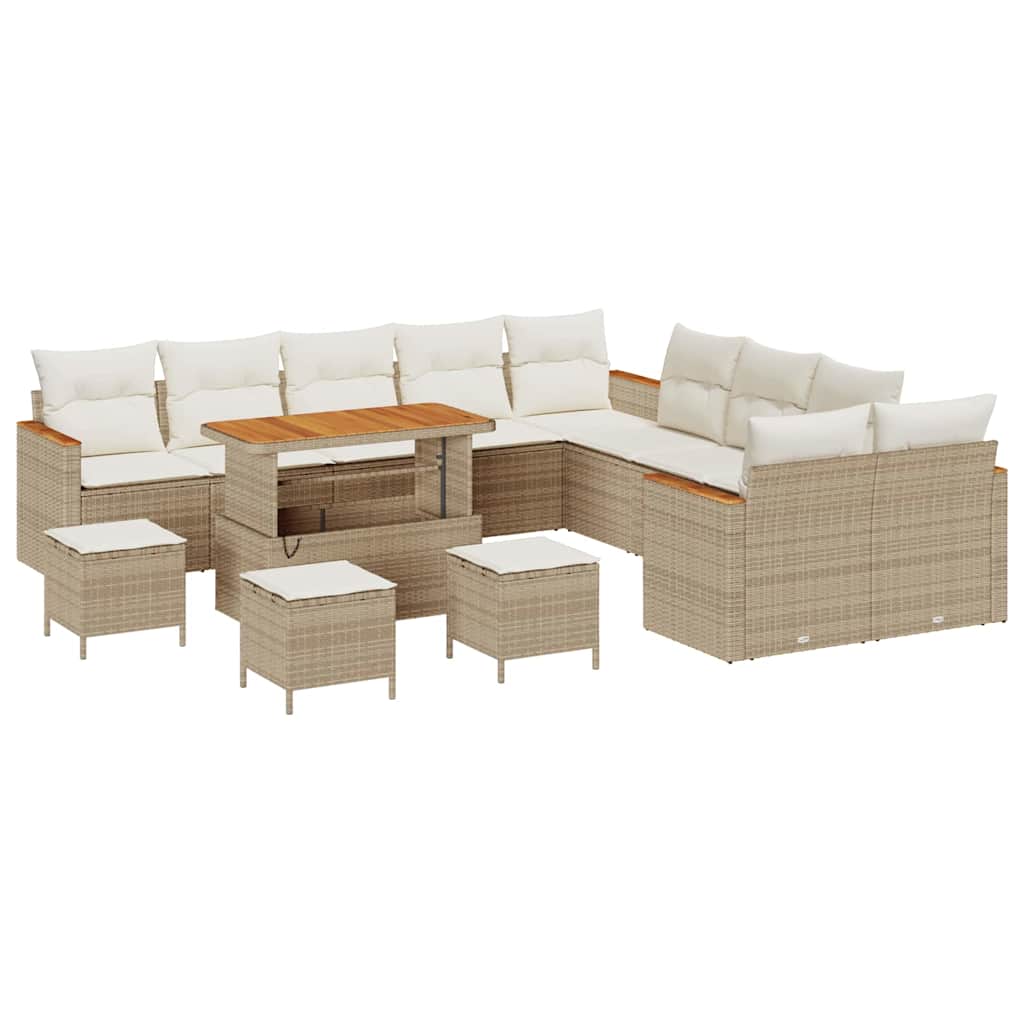 Trädgårdsoffset 18 pcs Beige och gräddfärgad konstrotting
