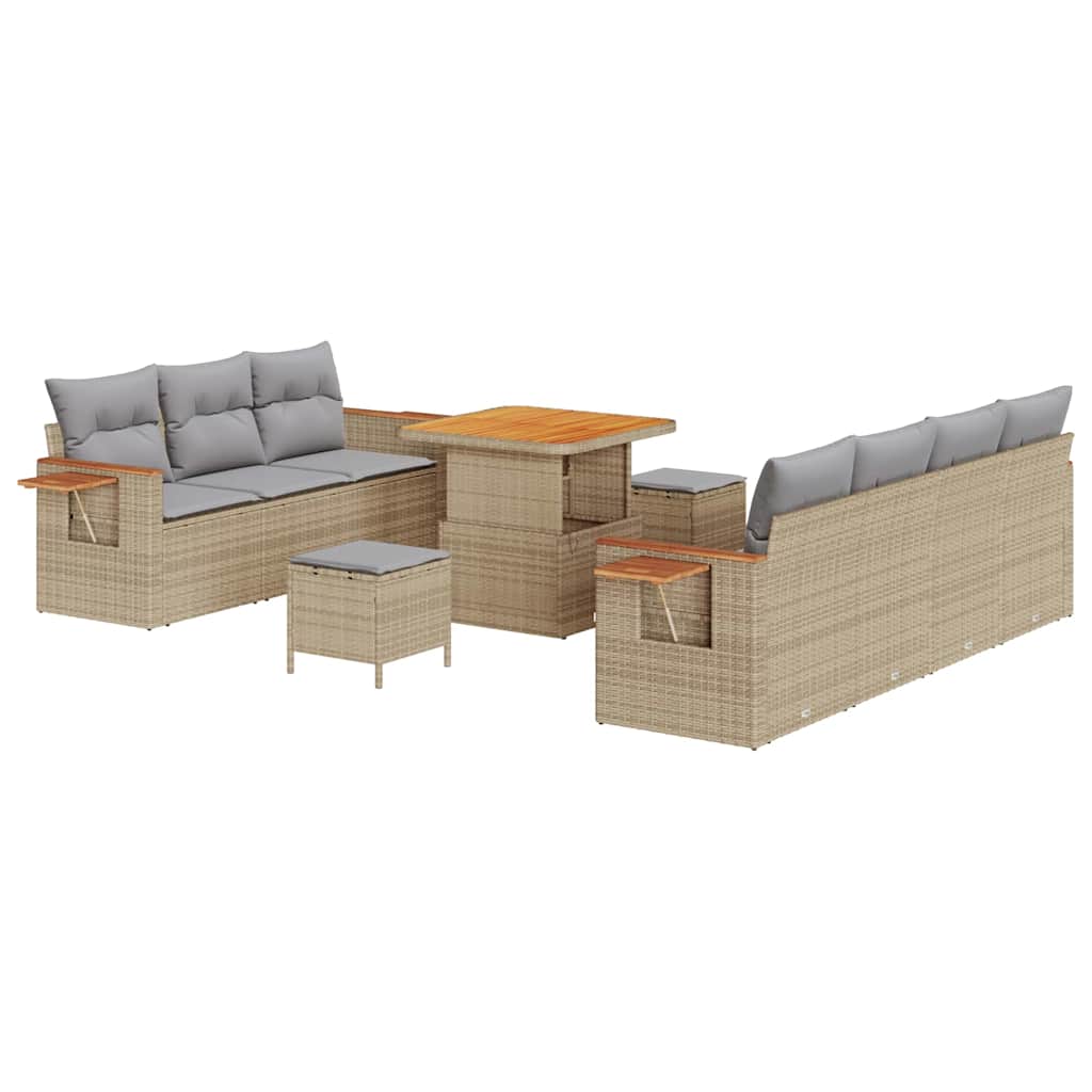 Trädgårdsoffset med kudde 13 pcs Beige och Ljusgrå konstrotting