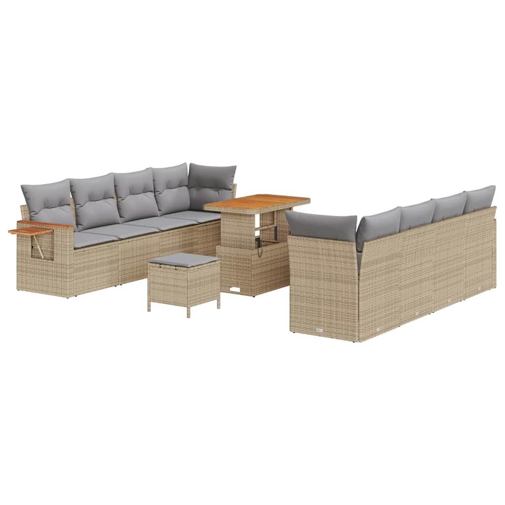 Trädgårdsoffset med kudde 12 pcs Beige och Ljusgrå konstrotting