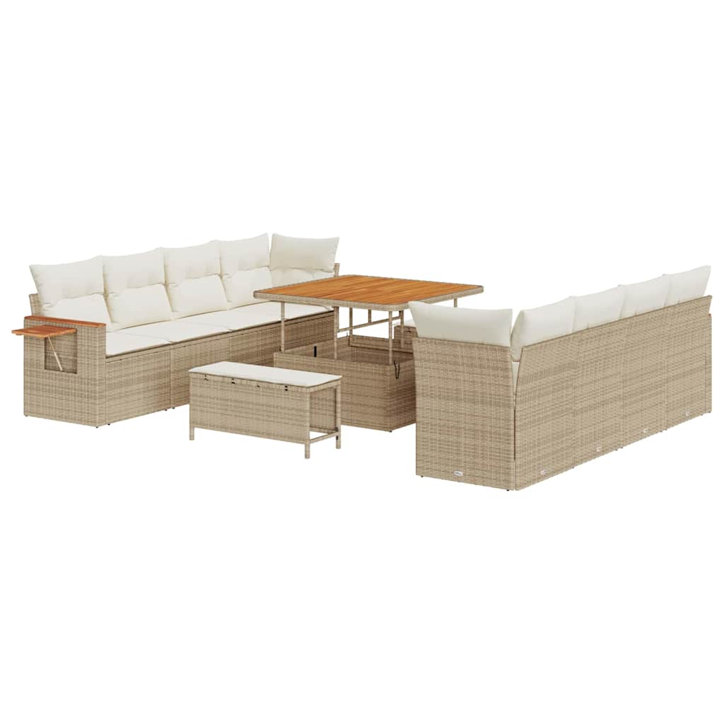 Trädgårdsoffset 12 pcs Beige och gräddfärgad konstrotting