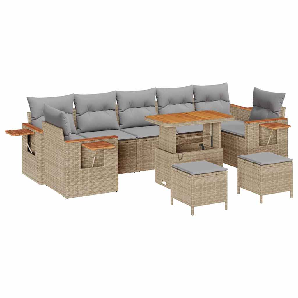 Trädgårdsoffset med kudde 13 pcs Beige och Ljusgrå konstrotting