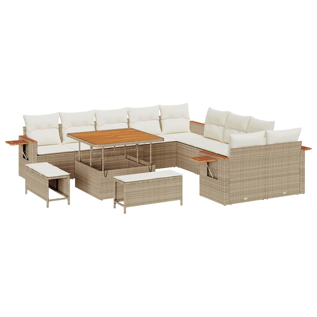 Trädgårdsoffset 17 pcs Beige och gräddfärgad konstrotting