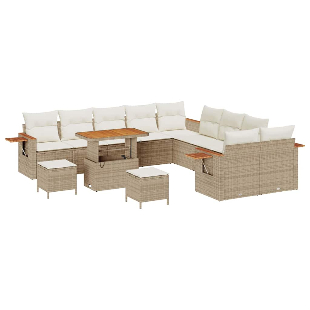 Trädgårdsoffset 17 pcs Beige och gräddfärgad konstrotting
