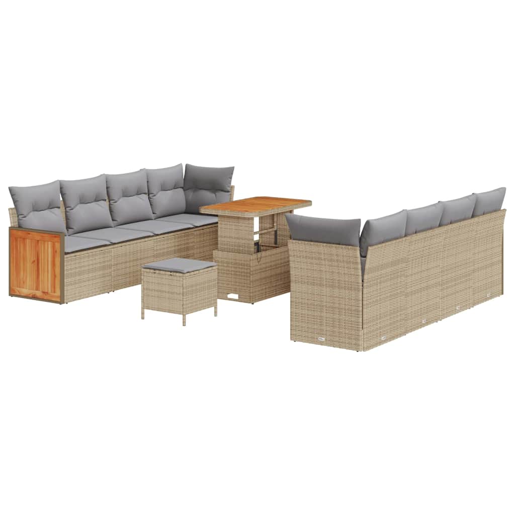 Trädgårdsoffset med kudde 12 pcs Beige och Ljusgrå konstrotting