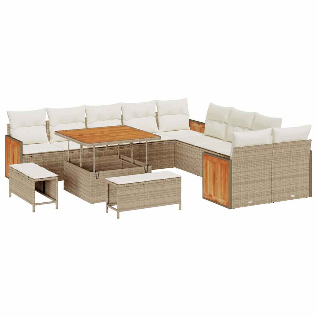 Trädgårdsoffset 17 pcs Beige och gräddfärgad konstrotting