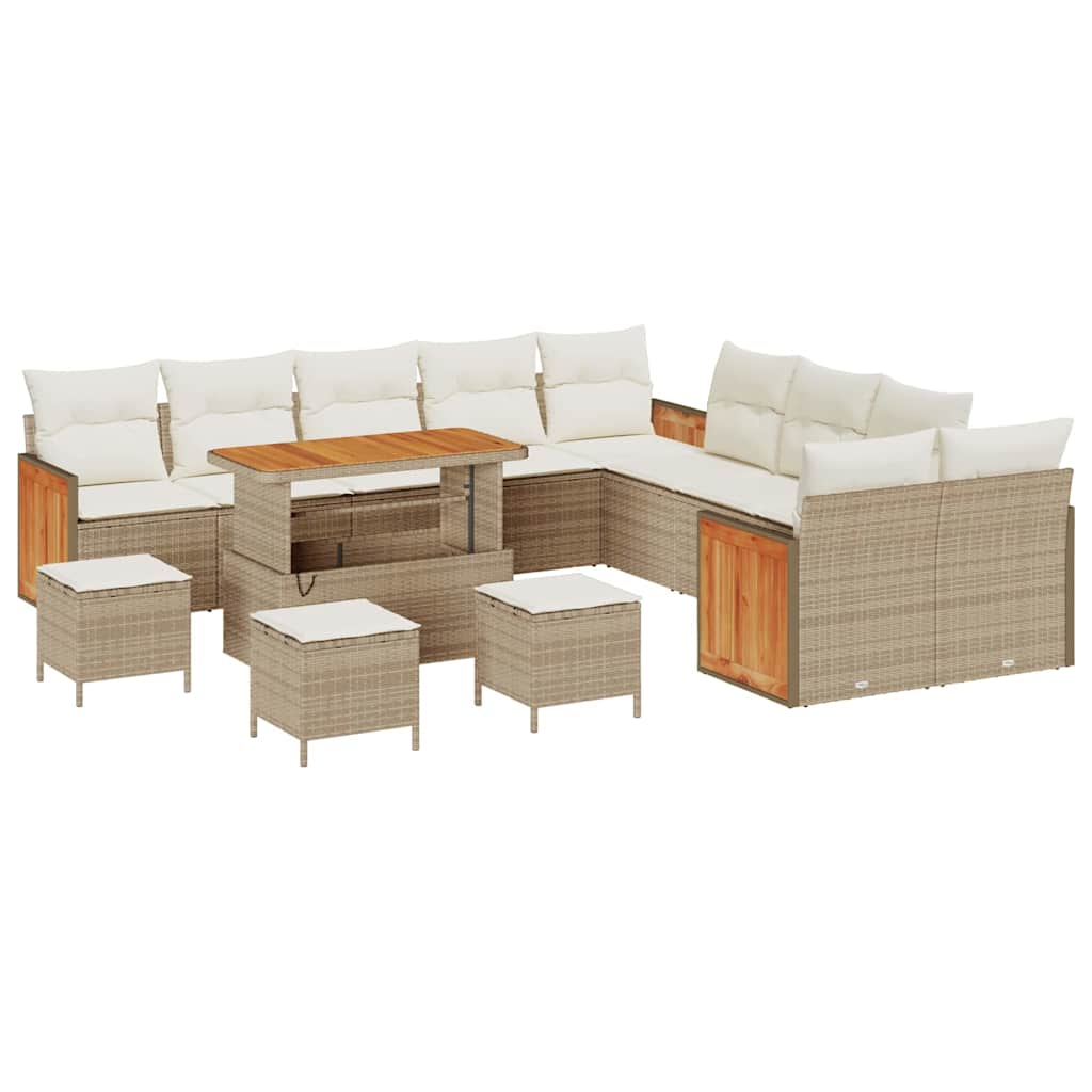 Trädgårdsoffset 18 pcs Beige och gräddfärgad konstrotting