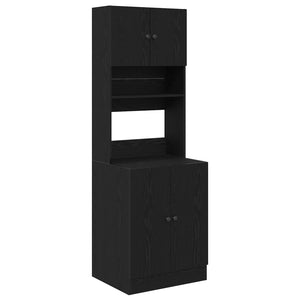 Köksbuffé med hylla med lagring 2 pcs Svart Ek 60 x 50 x 180 cm