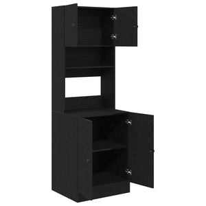 Köksbuffé med hylla med lagring 2 pcs Svart Ek 60 x 50 x 180 cm