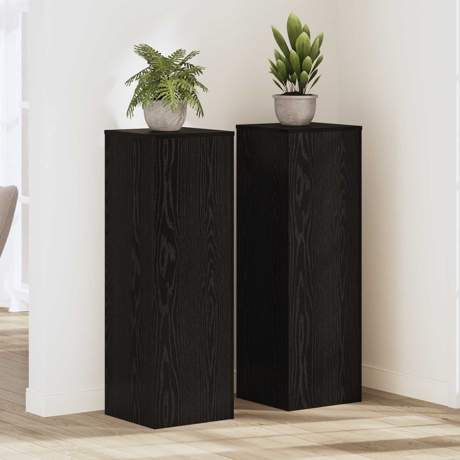 Växtställ 2 st Svart ek 33 x 33 x 100 cm Konstruerat trä