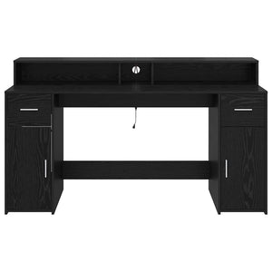 Skrivbord med låda Svart ek 160 x 55 x 91 cm Konstruerat trä