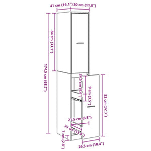 Apoteksskåp Svart ek 30 x 41 x 174.5 cm Konstruerat trä