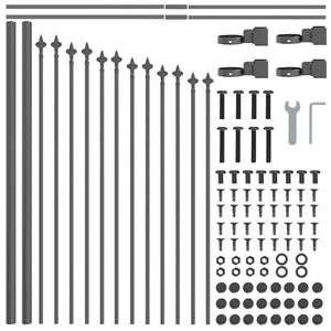 Trädgårdsstängsel 4 pcs Grå 170 x 140 cm Pulverlackerat stål