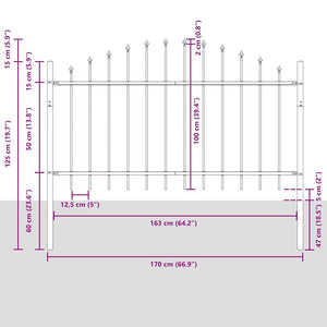 Trädgårdsstängsel 2 pcs Vit 170 x 140 cm Pulverlackerat stål
