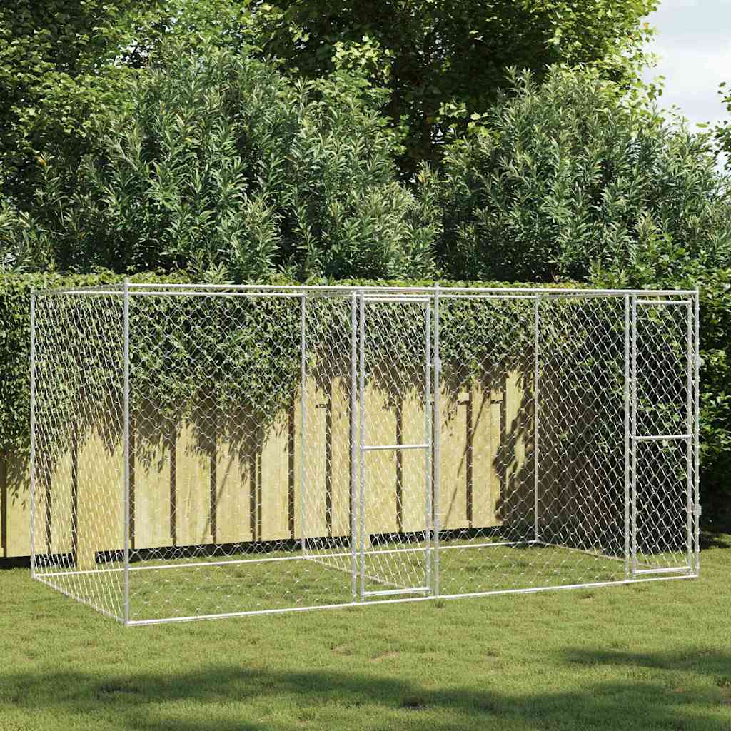 Hundbur Silver 400 x 200 x 200 cm Galvaniserat Stål