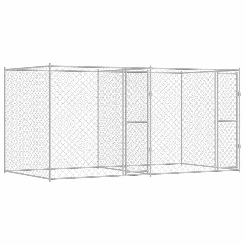 Hundbur Silver 400 x 200 x 200 cm Galvaniserat Stål