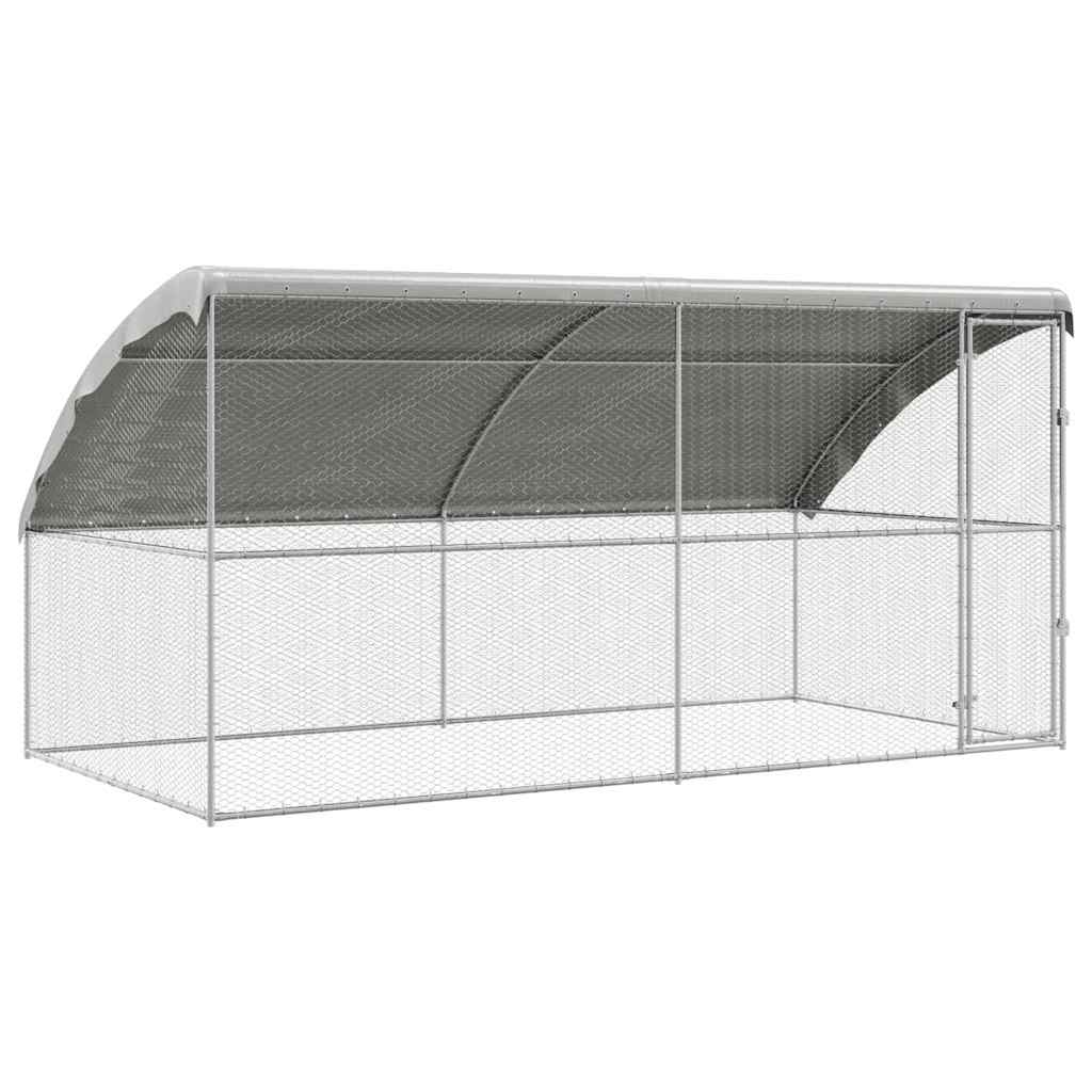 Hönsgård med 1 dörr 2 st Silver 400x200x200cm Galvaniserat stål