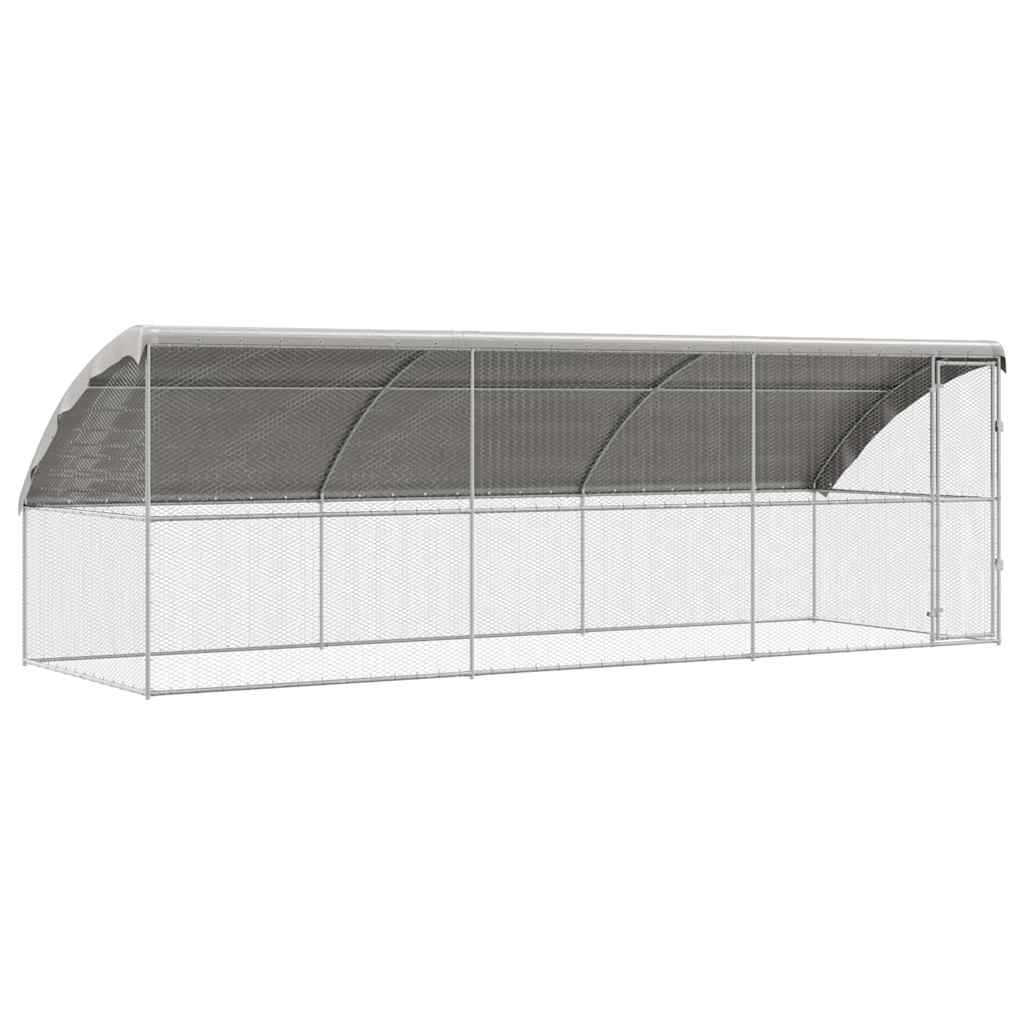 Hönsbur med 1 dörr 3 st Silver 600x200x200cm Galvaniserat stål