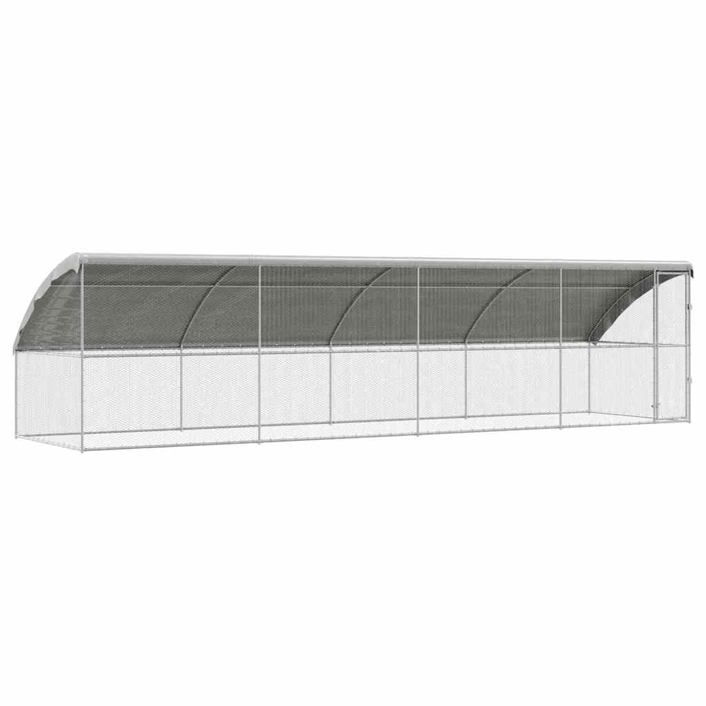 Hönsbur med 1 dörr 4 st Silver 800x200x200cm Galvaniserat stål