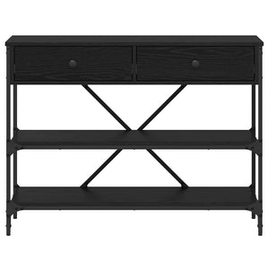 Konsolbord med låda med hylla Svart Ek 100 x 34,5 x 75 cm trä