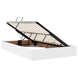 Förvaringssäng med madrass Vit 120 x 200 cm Konstläder