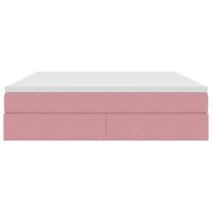 Förvaringssäng med madrass med madrass Rosa 180 x 200 cm Sammet
