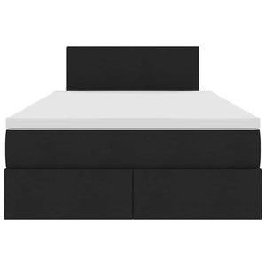 Förvaringssäng med madrass Svart 120 x 190 cm Konstruerat trä