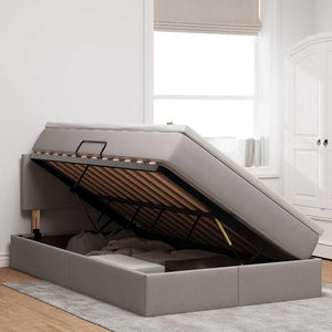 Förvaringssäng med madrass Taupe 120 x 200 cm Konstruerat trä