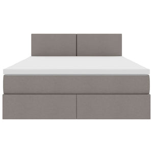 Förvaringssäng med madrass Taupe 140 x 190 cm Konstruerat trä
