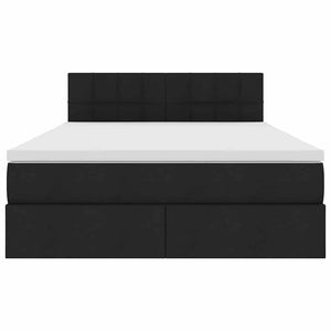Förvaringssäng med madrass Svart 140 x 200 cm Konstruerat trä