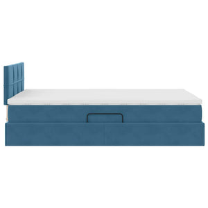 Förvaringssäng med madrass med lagring Blå 120 x 190 cm Sammet