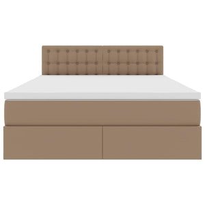 Förvaringssäng med LED Cappucino 140 x 190 cm Konstläder