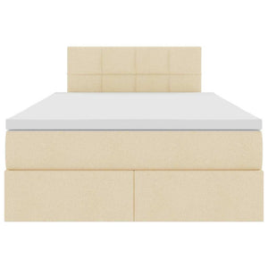 Förvaringssäng med LED med madrass Kräm 120 x 200 cm Polyester
