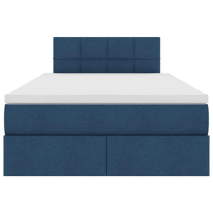 Förvaringssäng med LED med madrass Blå 120 x 200 cm Polyester
