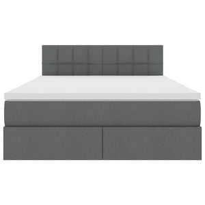 Förvaringssäng med LED Mörkgrå 140 x 190 cm Polyester