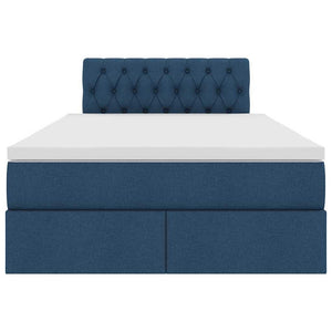 Förvaringssäng med LED med madrass Blå 120 x 200 cm Polyester