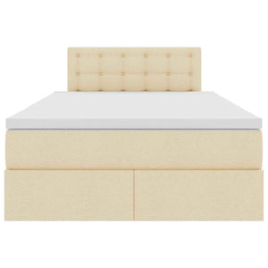 Förvaringssäng med LED med madrass Kräm 120 x 200 cm Polyester