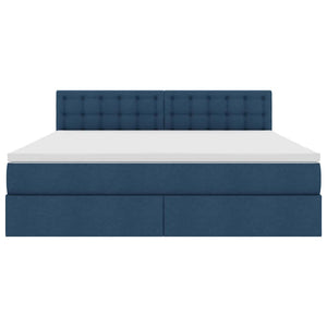 Förvaringssäng med LED med madrass Blå 180 x 200 cm Polyester