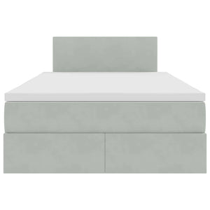 Förvaringssäng med LED med madrass Ljusgrå 120 x 200 cm Sammet