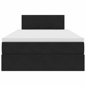 Säng med LED -remsljus med huvudgavel Svart 120 x 200 cm Sammet